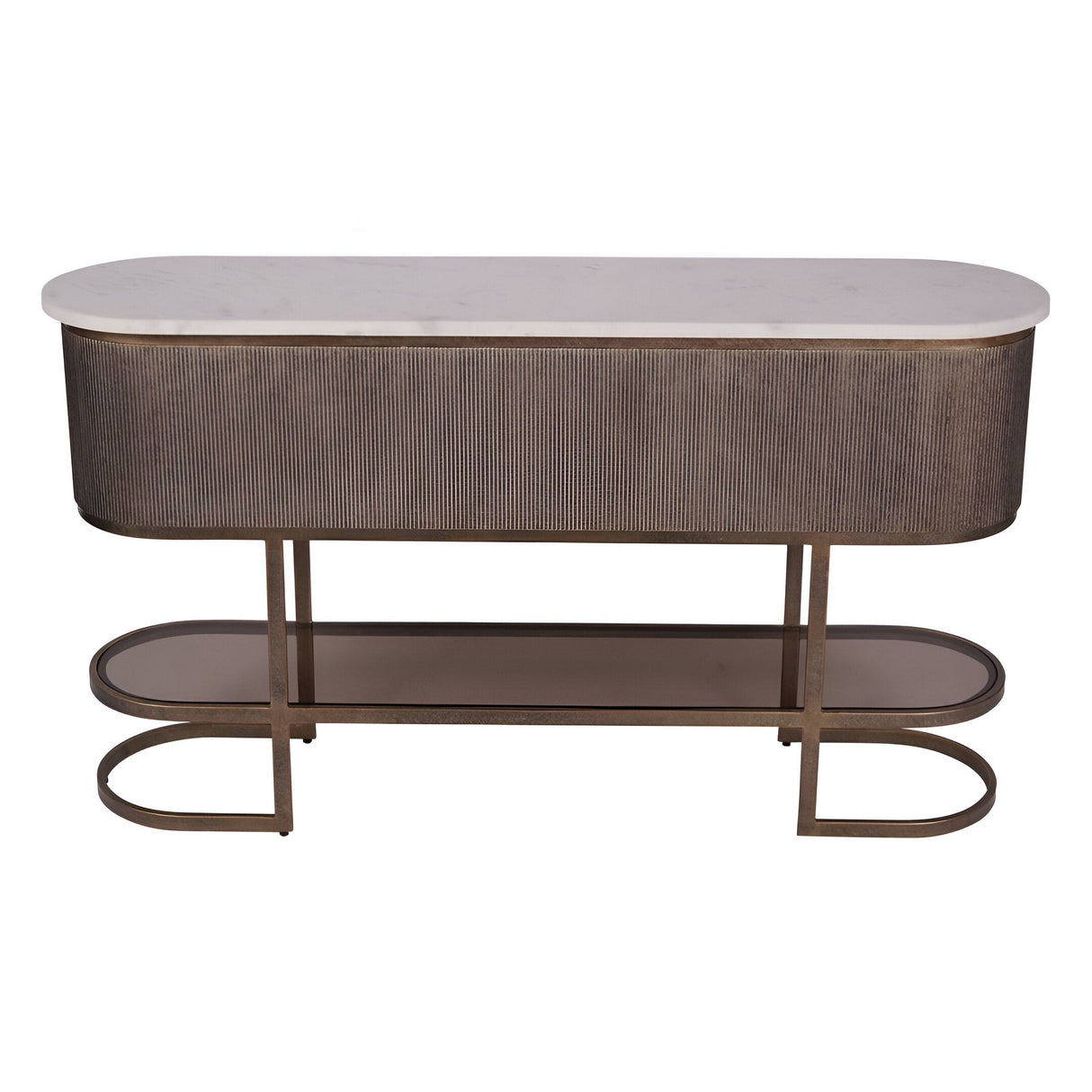 Belvedere Console Table With Shelf - Aged Gold