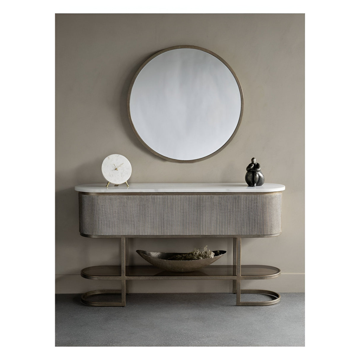 Belvedere Console Table With Shelf - Aged Gold