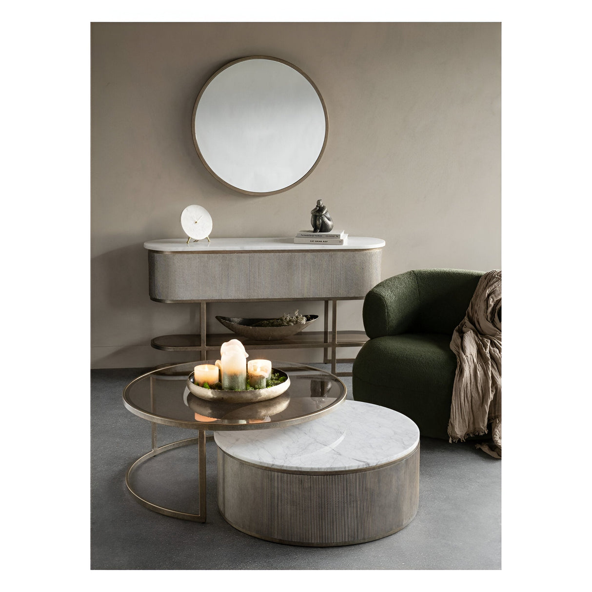 Belvedere Console Table With Shelf - Aged Gold
