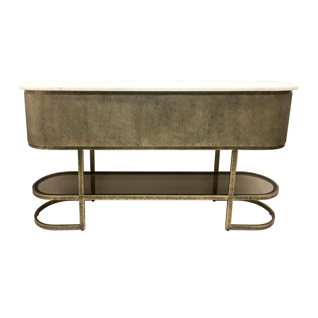 Belvedere Console Table With Shelf - Aged Gold
