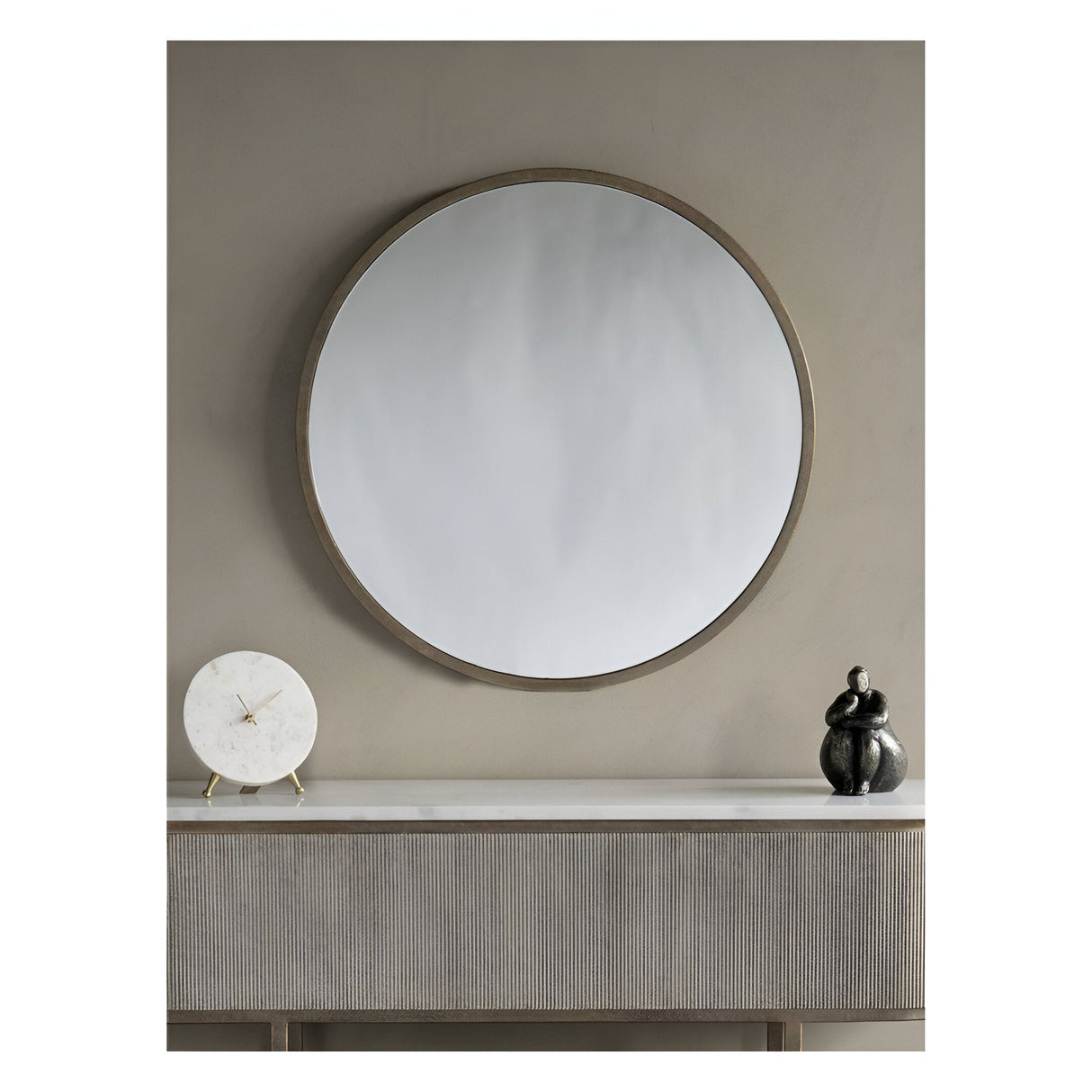 Belvedere Round Wall Mirror Aged Gold - 80x80cm