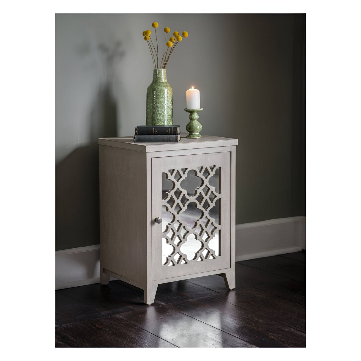 Laura Ashley Greystead Mirrored 1-Door Chest - Grey