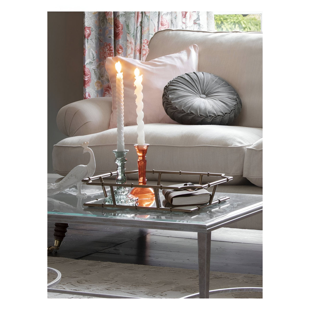 Laura Ashley Glass Candlestick - Orange