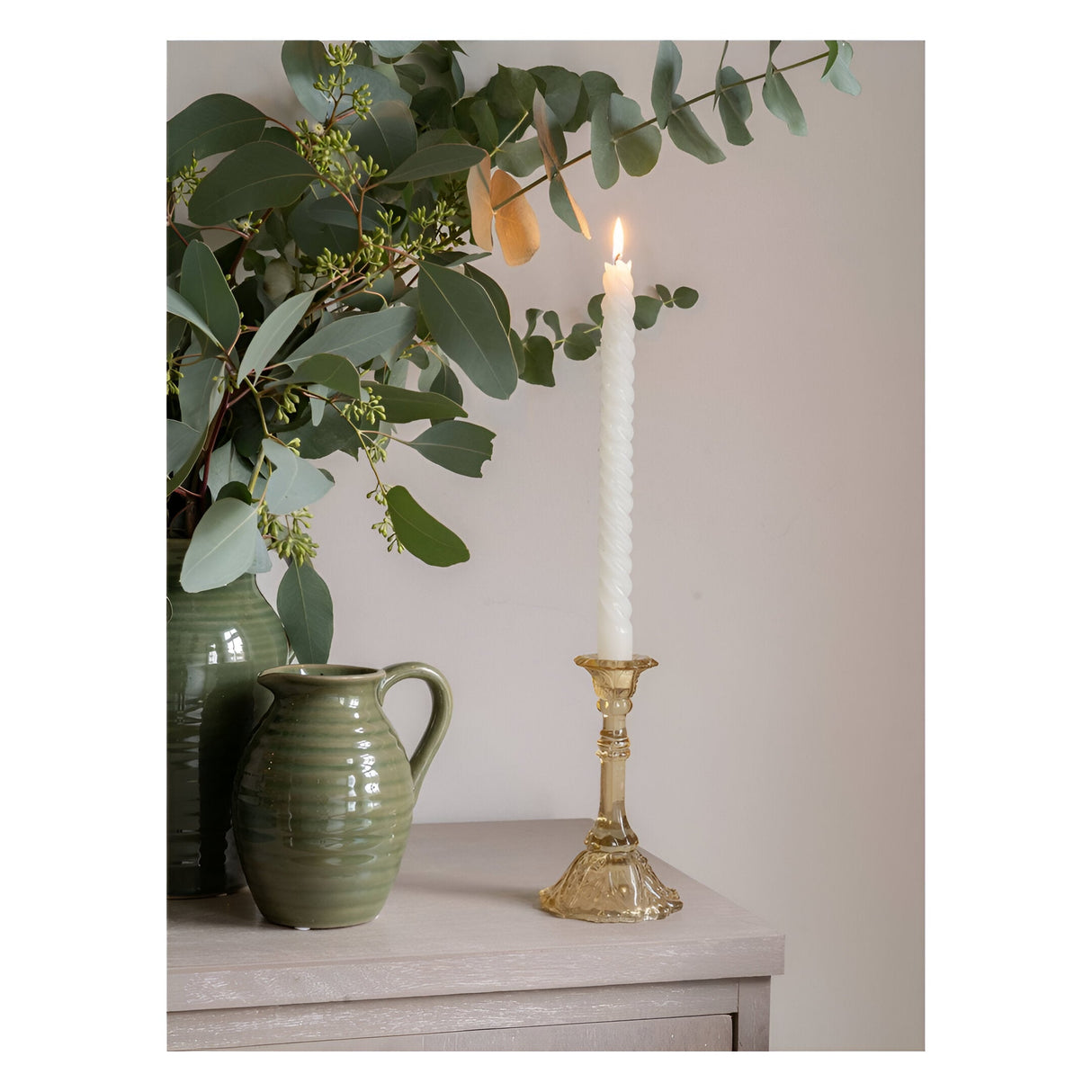 Laura Ashley Glass Candlestick - Yellow