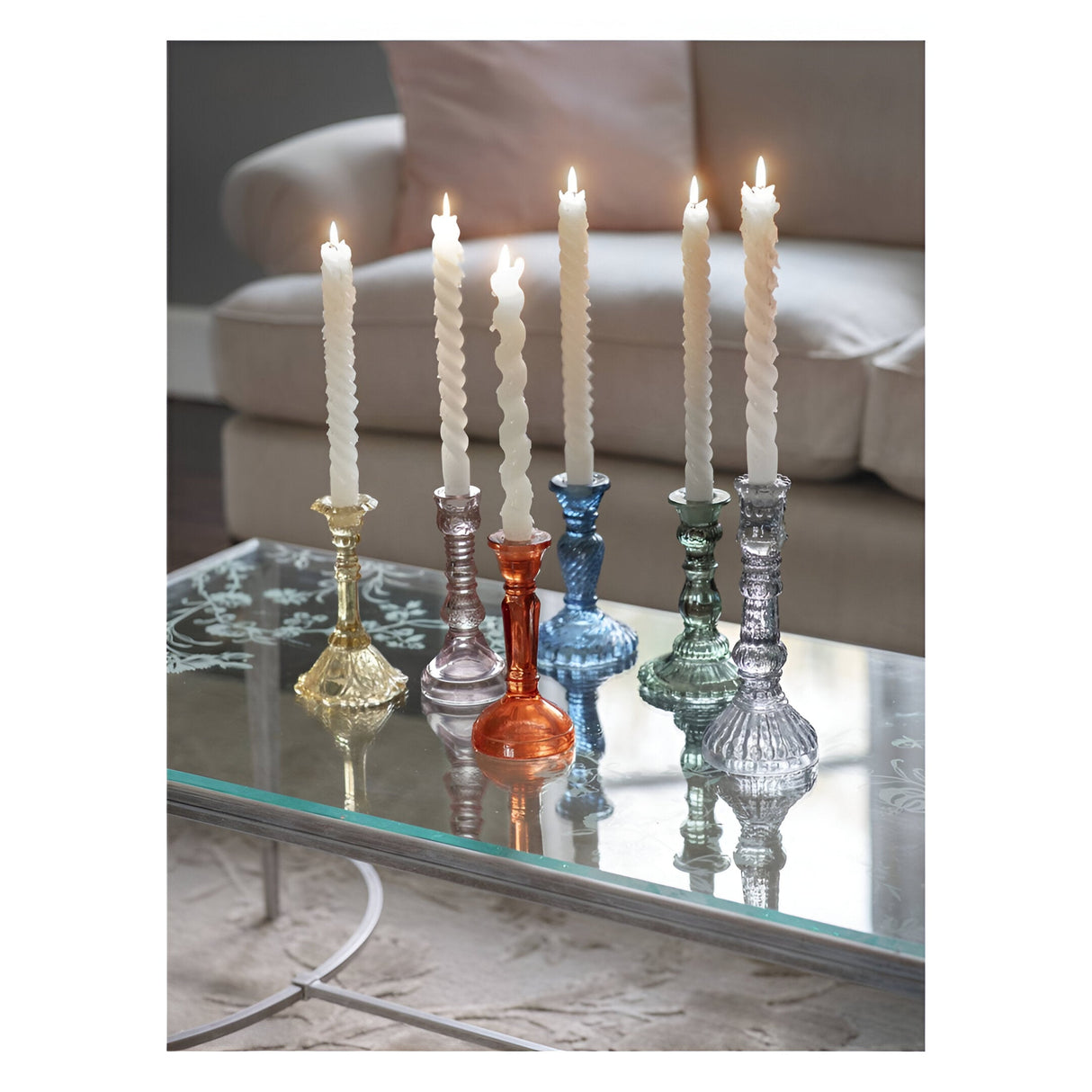 Laura Ashley Glass Candlestick - Yellow