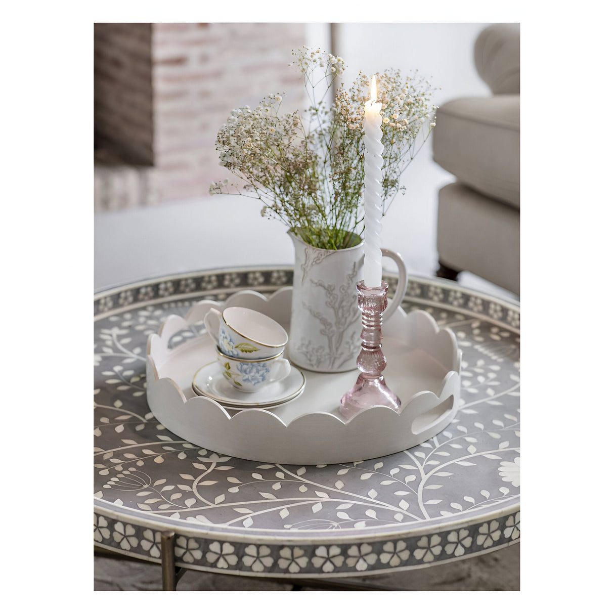 Laura Ashley Glass Candlestick - Pink