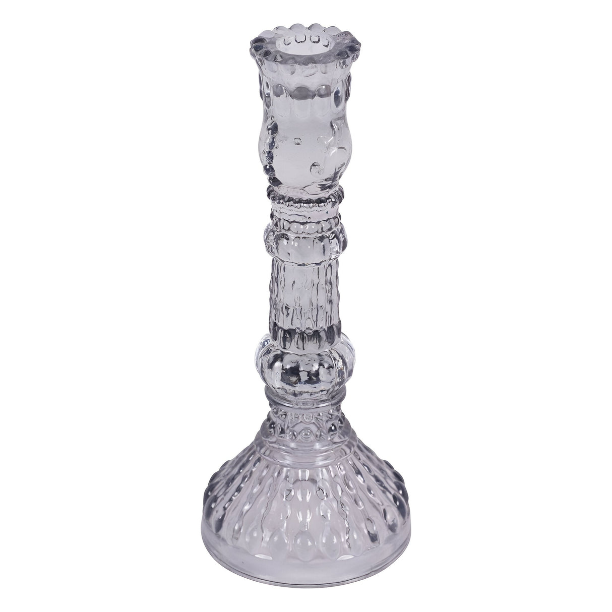 Laura Ashley Glass Candlestick - Light Grey