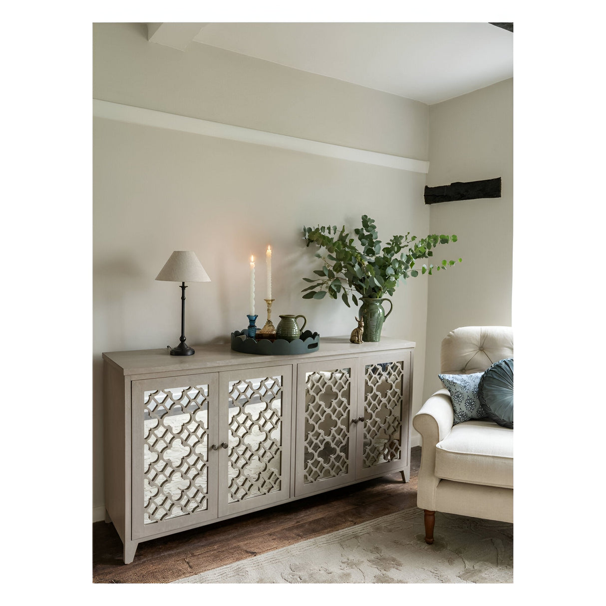 Laura Ashley Glass Candlestick - Blue