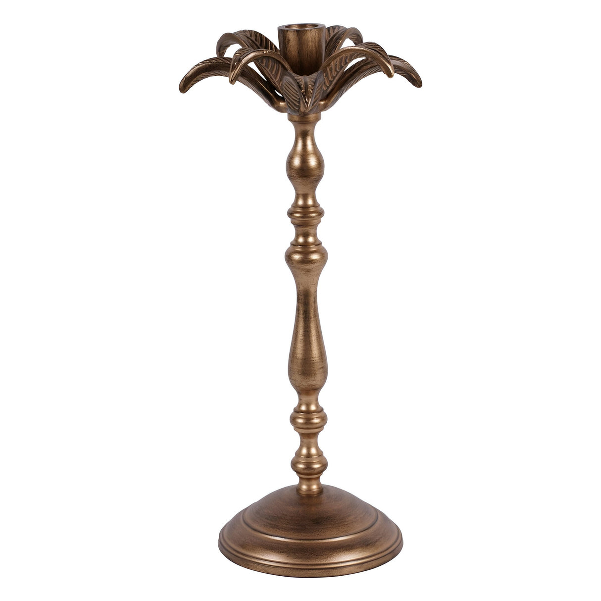 Laura Ashley Large Palm Tree Candlestick - Antique Brass