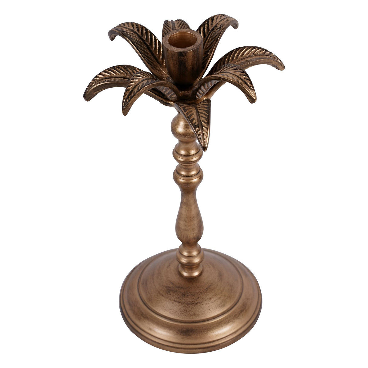 Laura Ashley Small Palm Tree Candlestick - Antique Brass