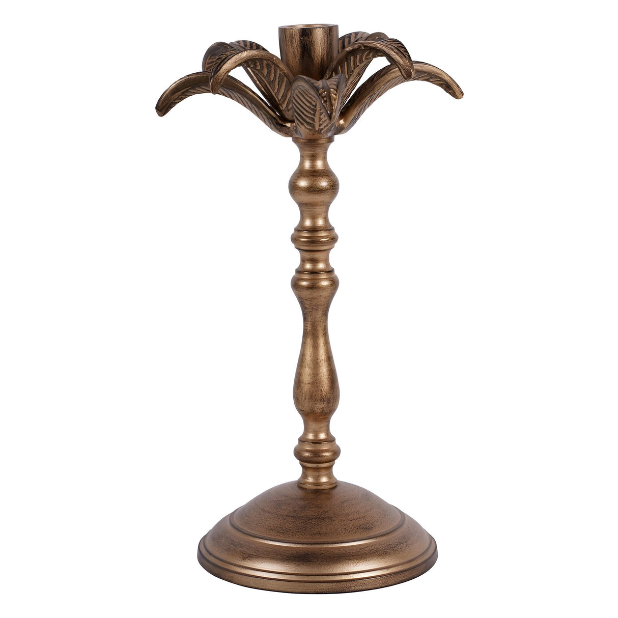 Laura Ashley Small Palm Tree Candlestick - Antique Brass