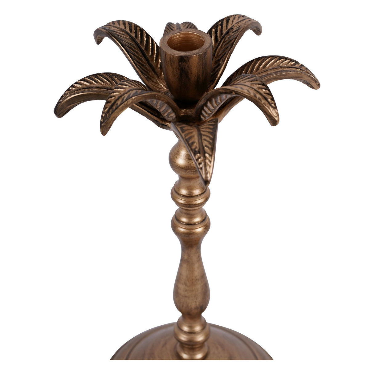 Laura Ashley Small Palm Tree Candlestick - Antique Brass