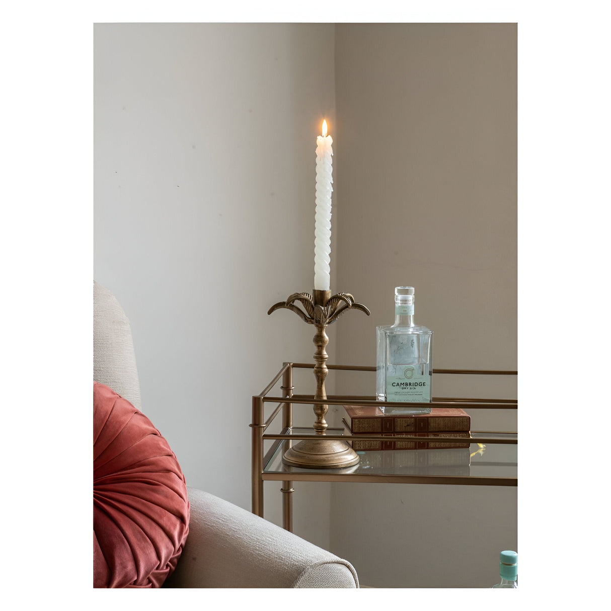 Laura Ashley Small Palm Tree Candlestick - Antique Brass