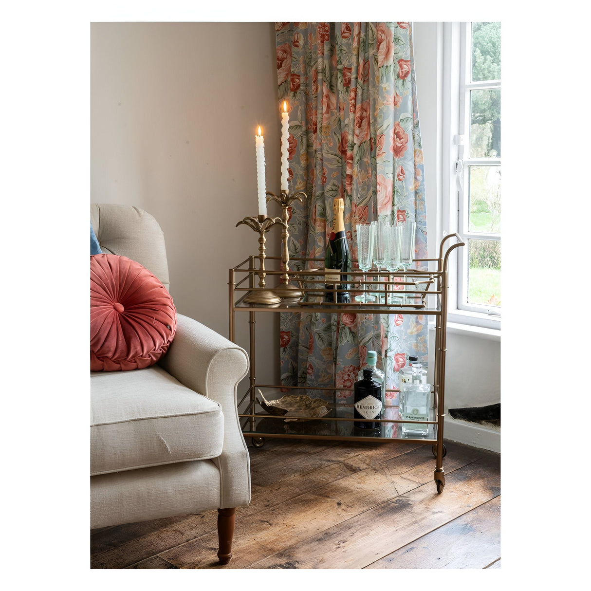 Laura Ashley Small Palm Tree Candlestick - Antique Brass