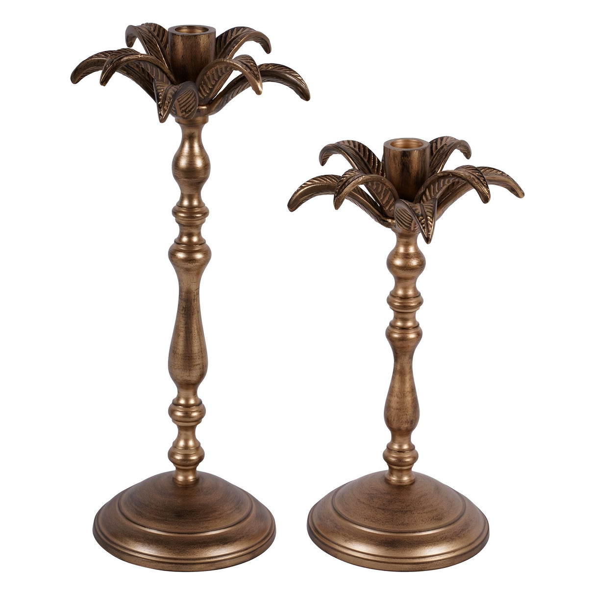 Laura Ashley Small Palm Tree Candlestick - Antique Brass