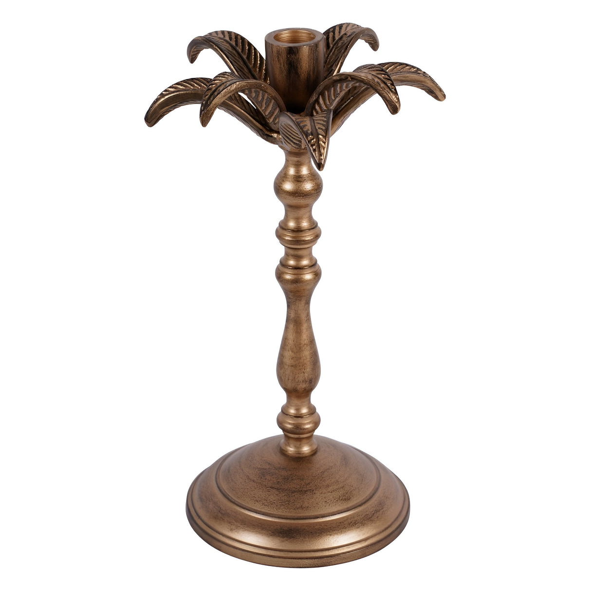 Laura Ashley Small Palm Tree Candlestick - Antique Brass