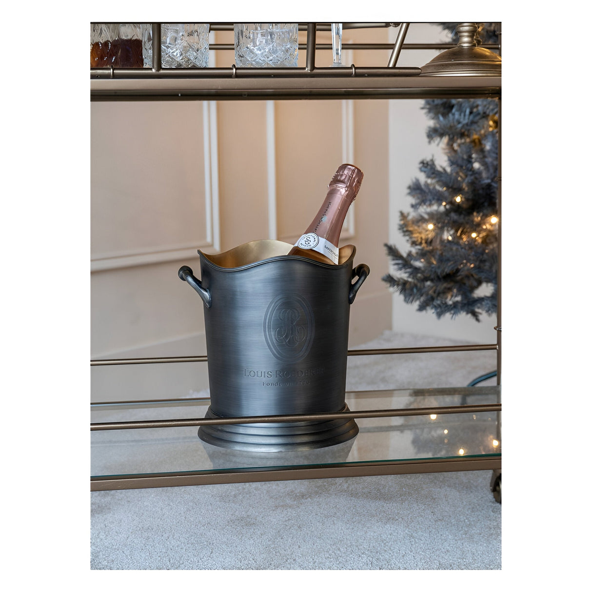 Cramant Wine Cooler - Brushed Steel & Gold