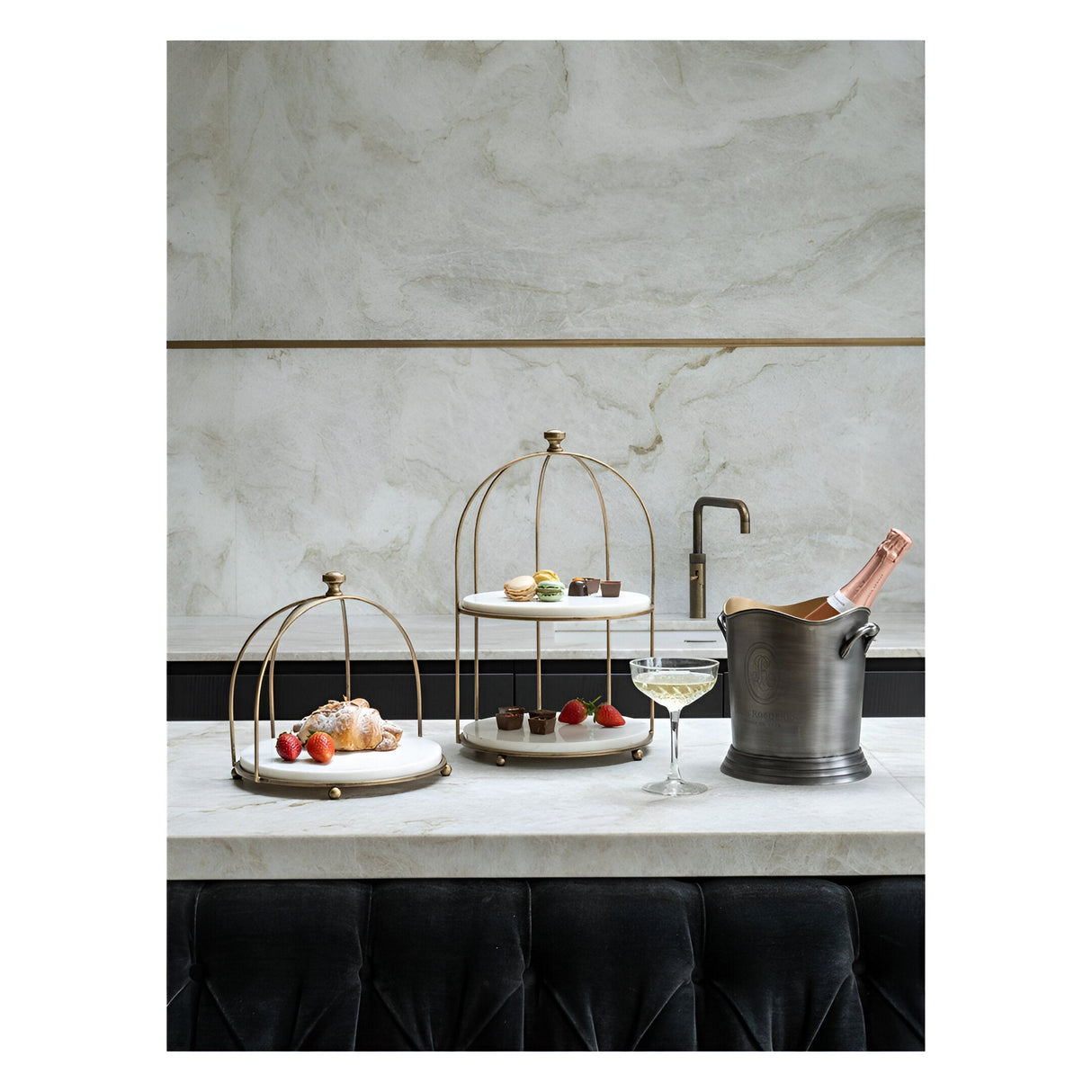 Cramant Wine Cooler - Brushed Steel & Gold