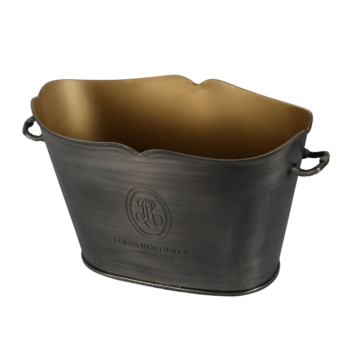 Cramant Oval Champagne Bucket - Brushed Steel & Gold