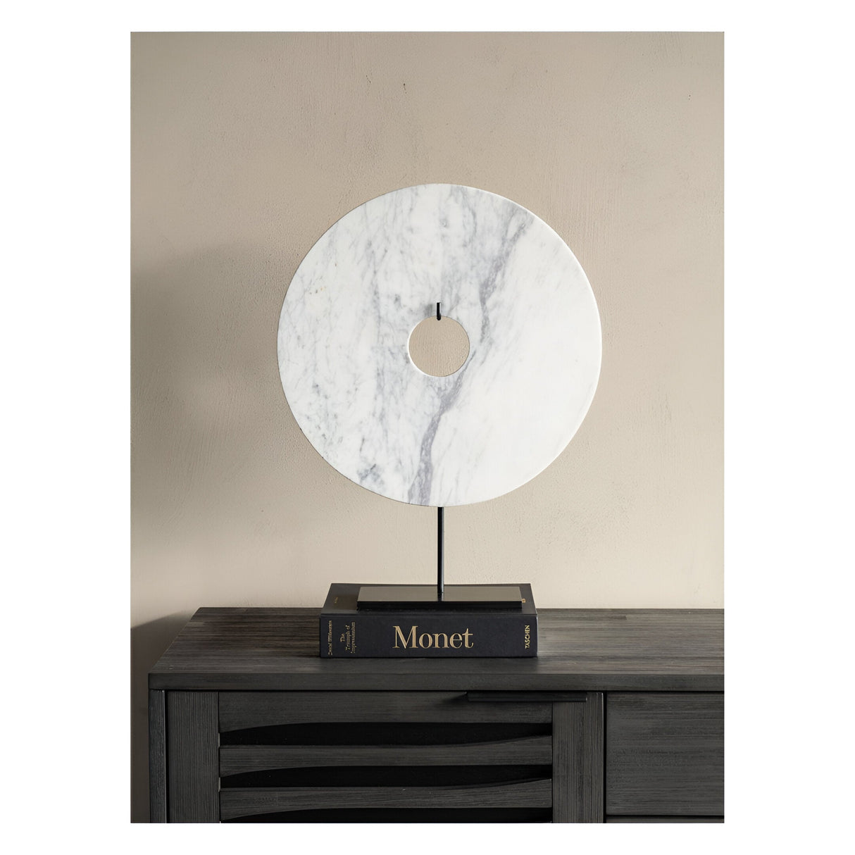 Castello White Marble Disc Figurine - 52cm