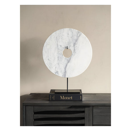 Castello White Marble Disc Figurine - 52cm