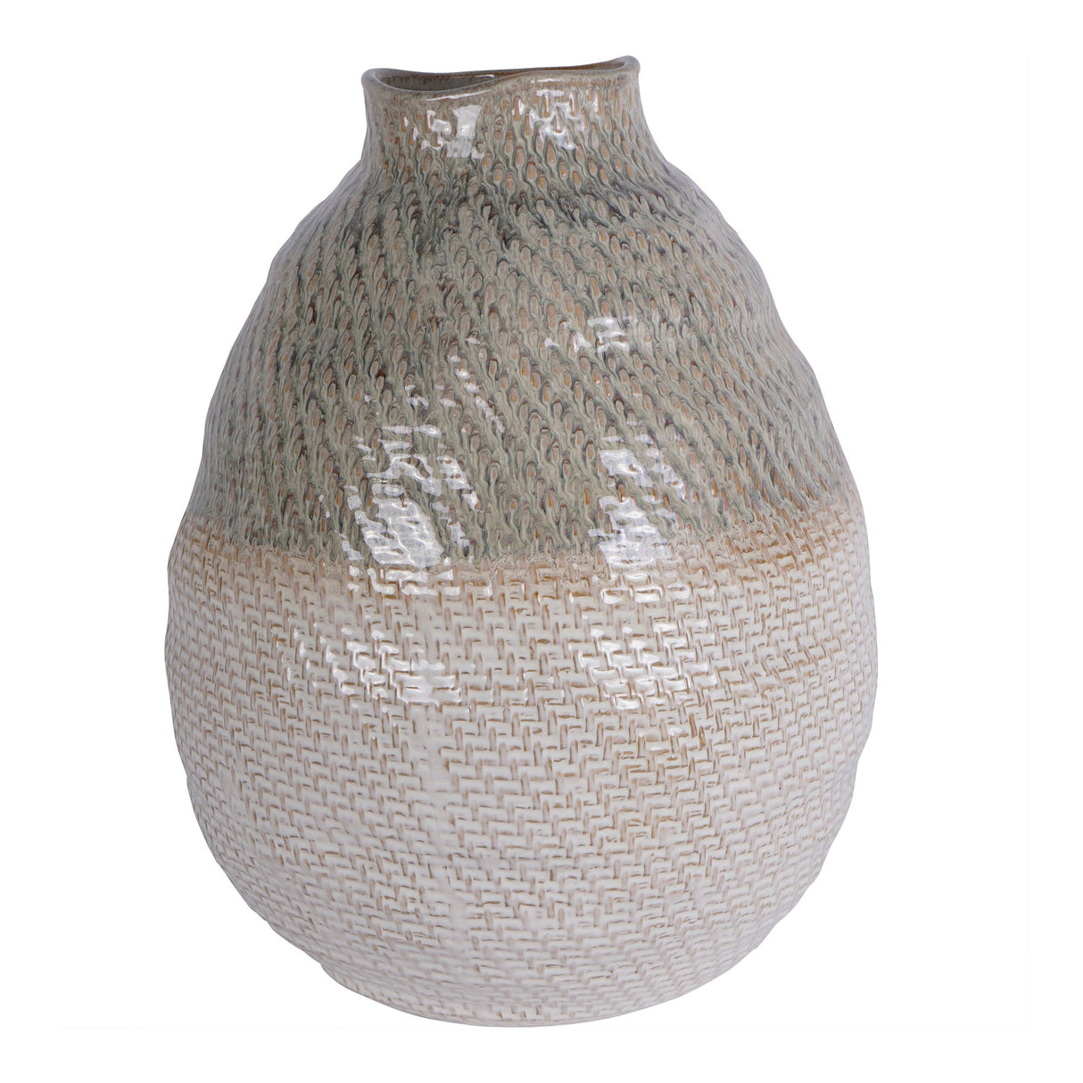 Extra Large Ceramic Woven Vase - Taupe