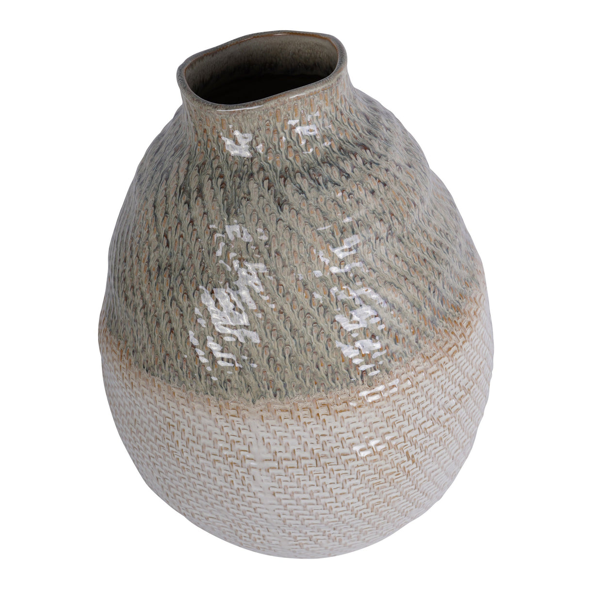 Extra Large Ceramic Woven Vase - Taupe