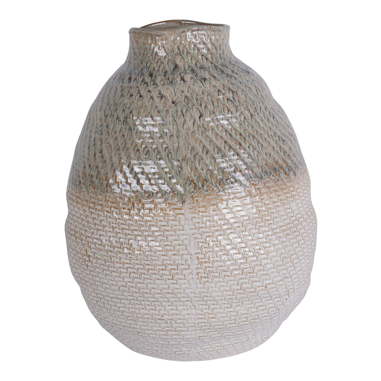 Extra Large Ceramic Woven Vase - Taupe