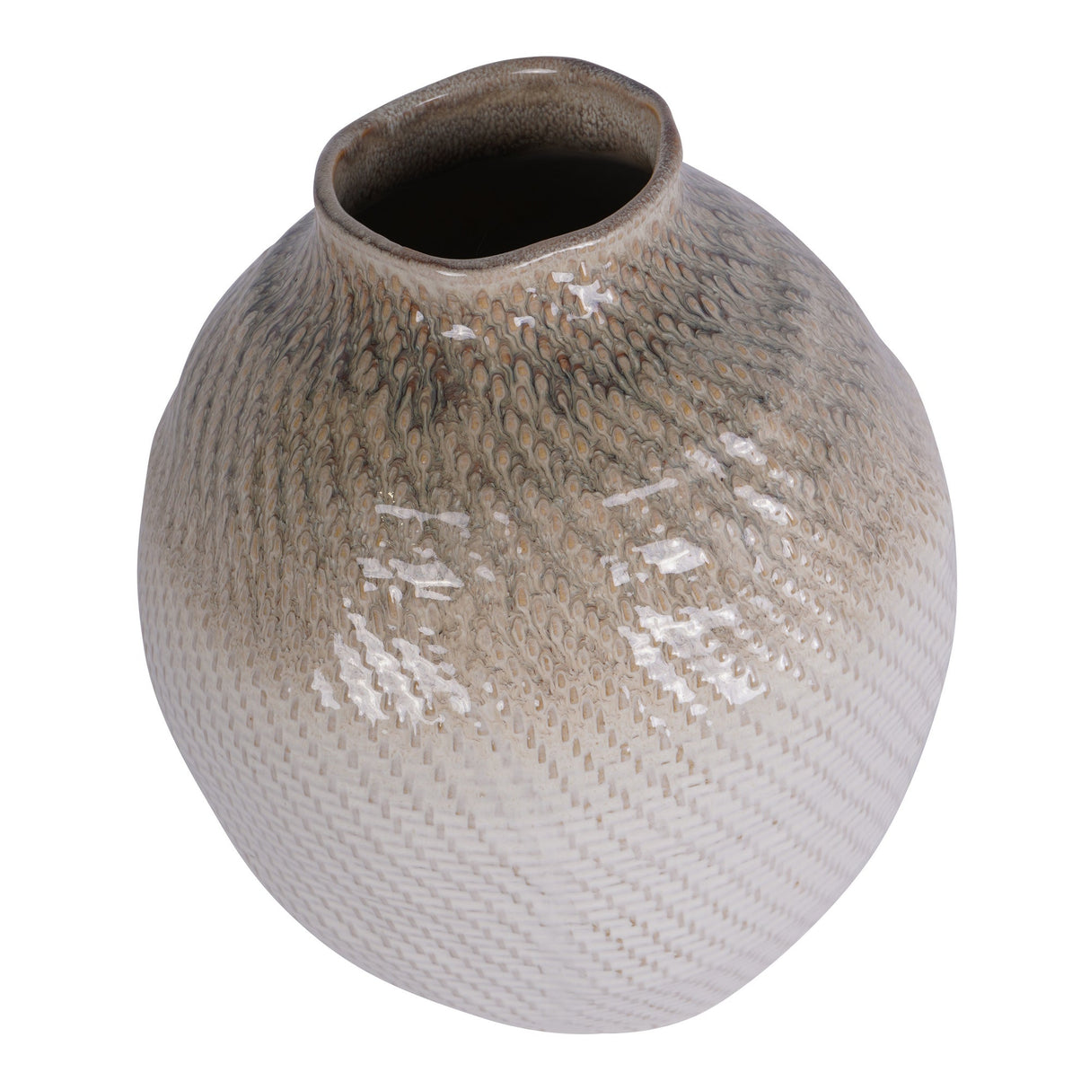 Large Ceramic Woven Vase - Taupe