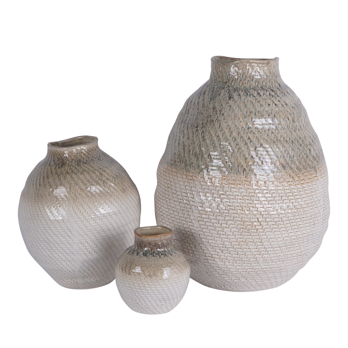 Mini Ceramic Woven Vase - Taupe