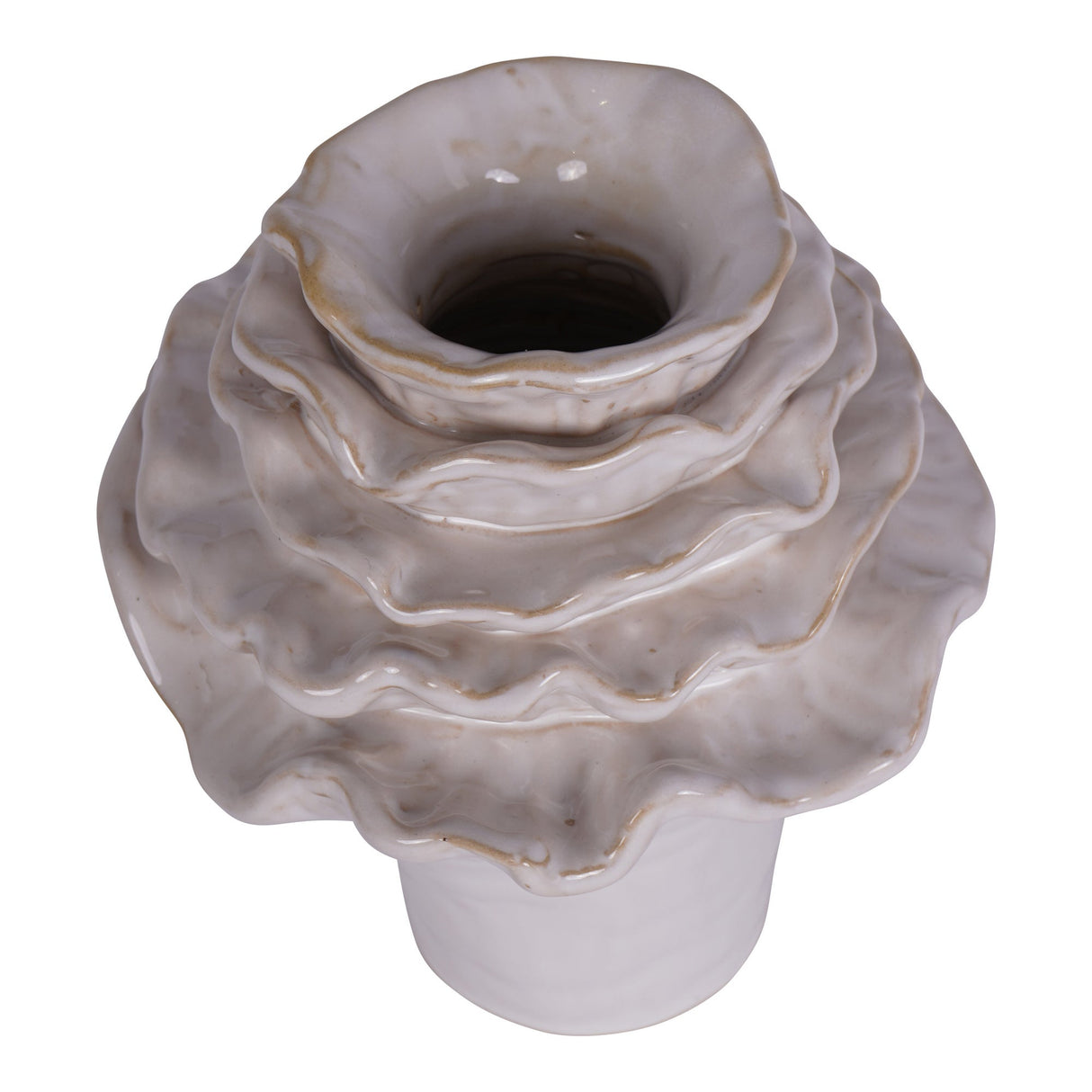 Layered Petals Small Ceramic Vase - Off White