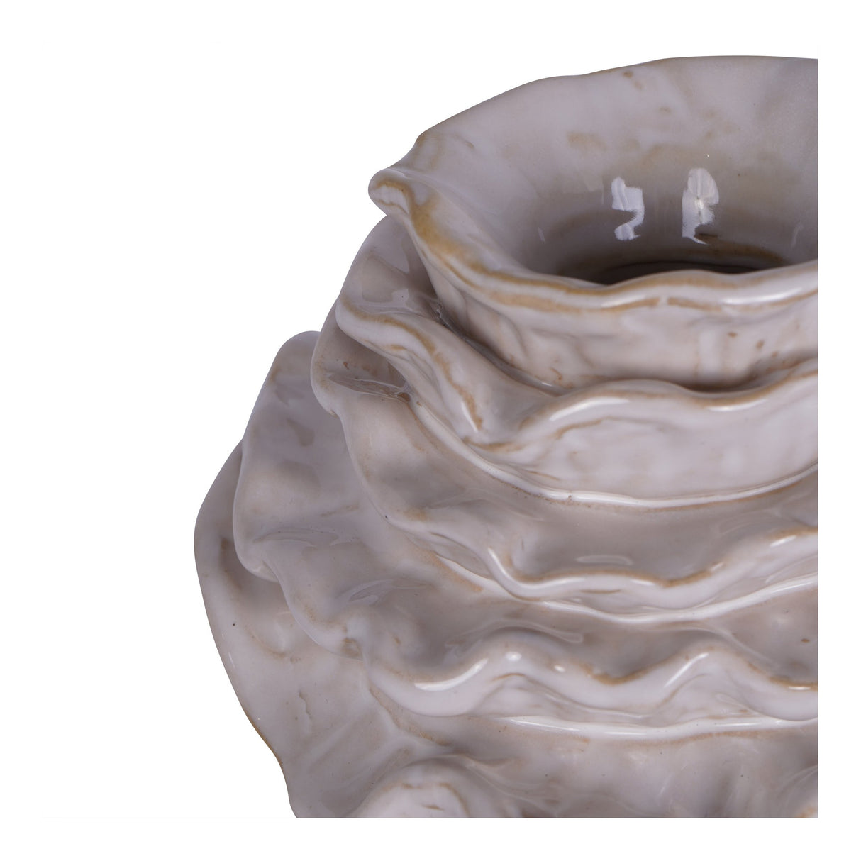 Layered Petals Small Ceramic Vase - Off White