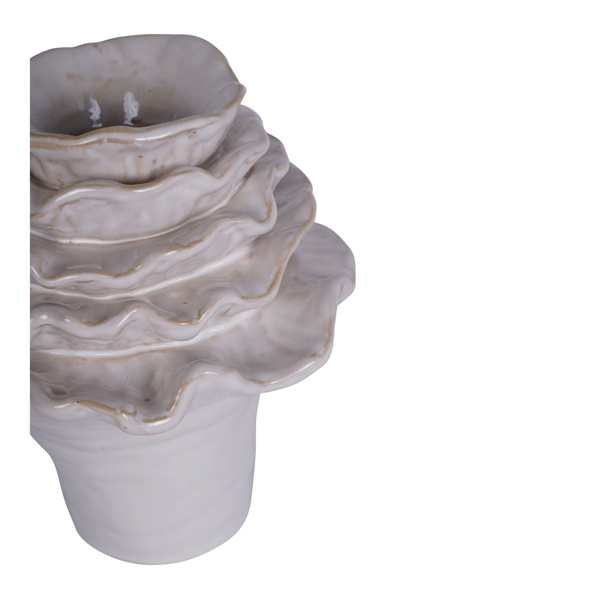 Layered Petals Small Ceramic Vase - Off White
