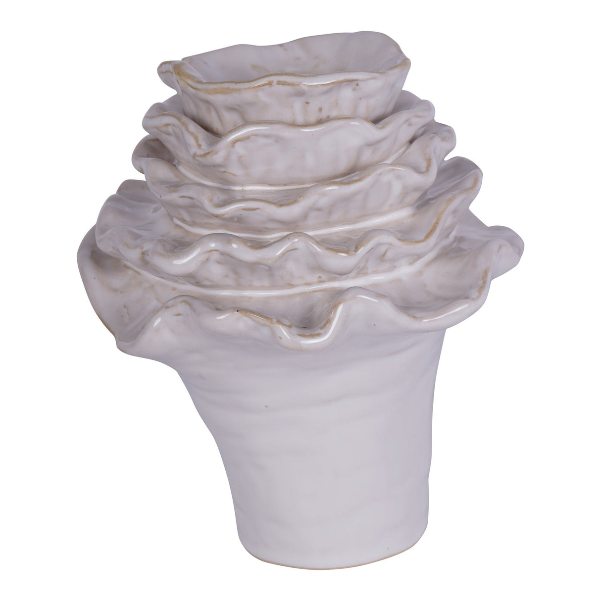 Layered Petals Small Ceramic Vase - Off White