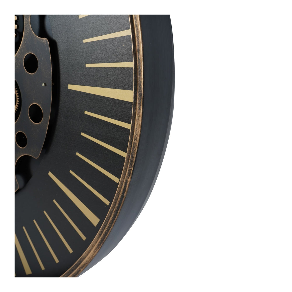 Palladium Wall Clock With moving Cogs 100cm - Black & Gold