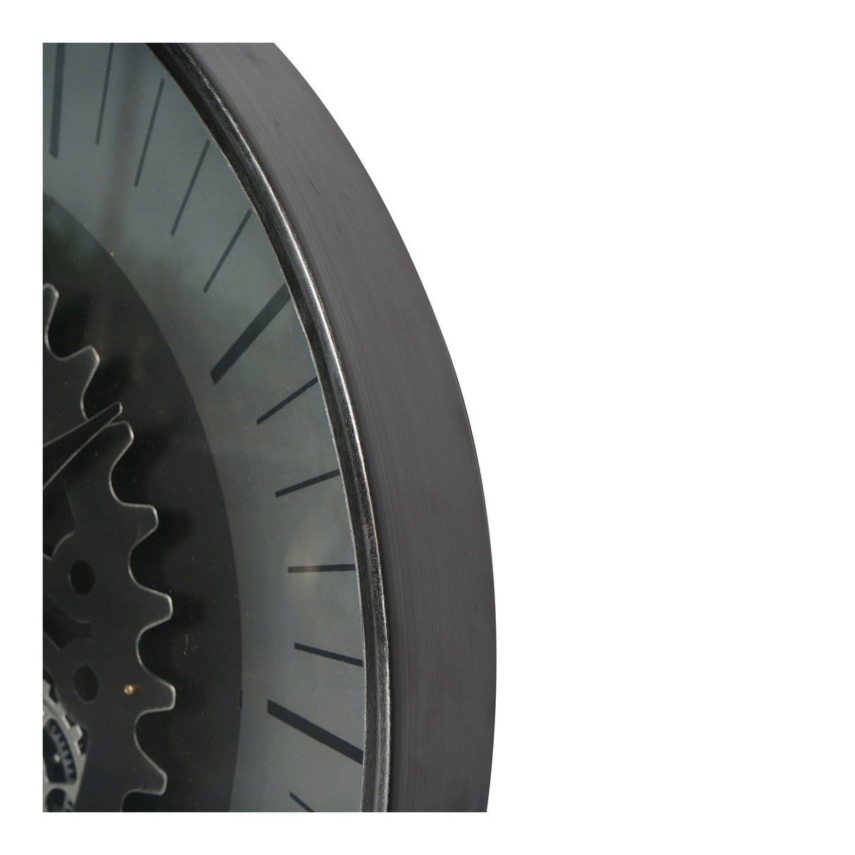 Palladium Wall Clock With Moving Cogs 80cm - Black Nickel