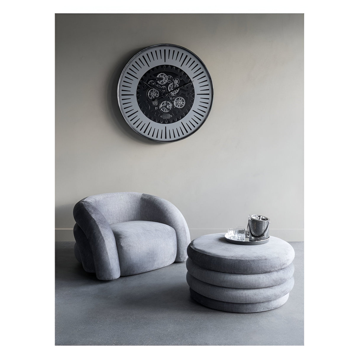 Palladium Wall Clock With Moving Cogs 100cm - Black Nickel