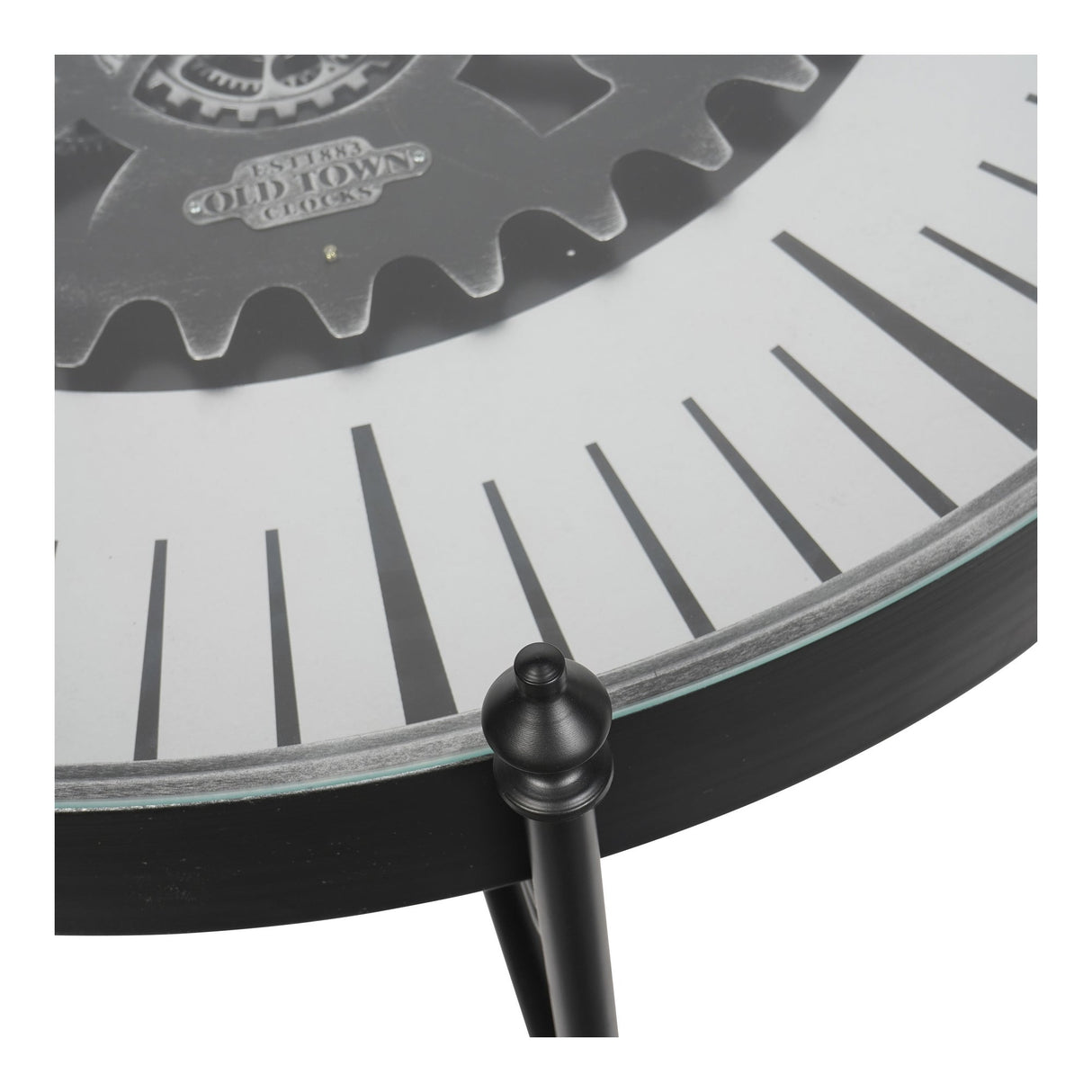 Palladium Coffee Table Clock With Moving Cogs - Black & Nickel