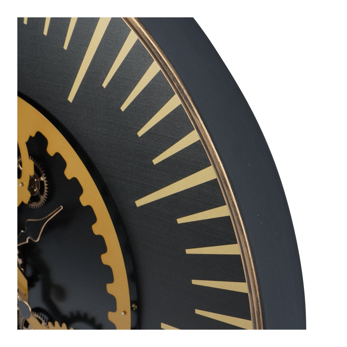 Palladium Wall Clock With Centre Moving Cogs 100cm - Gold & Black