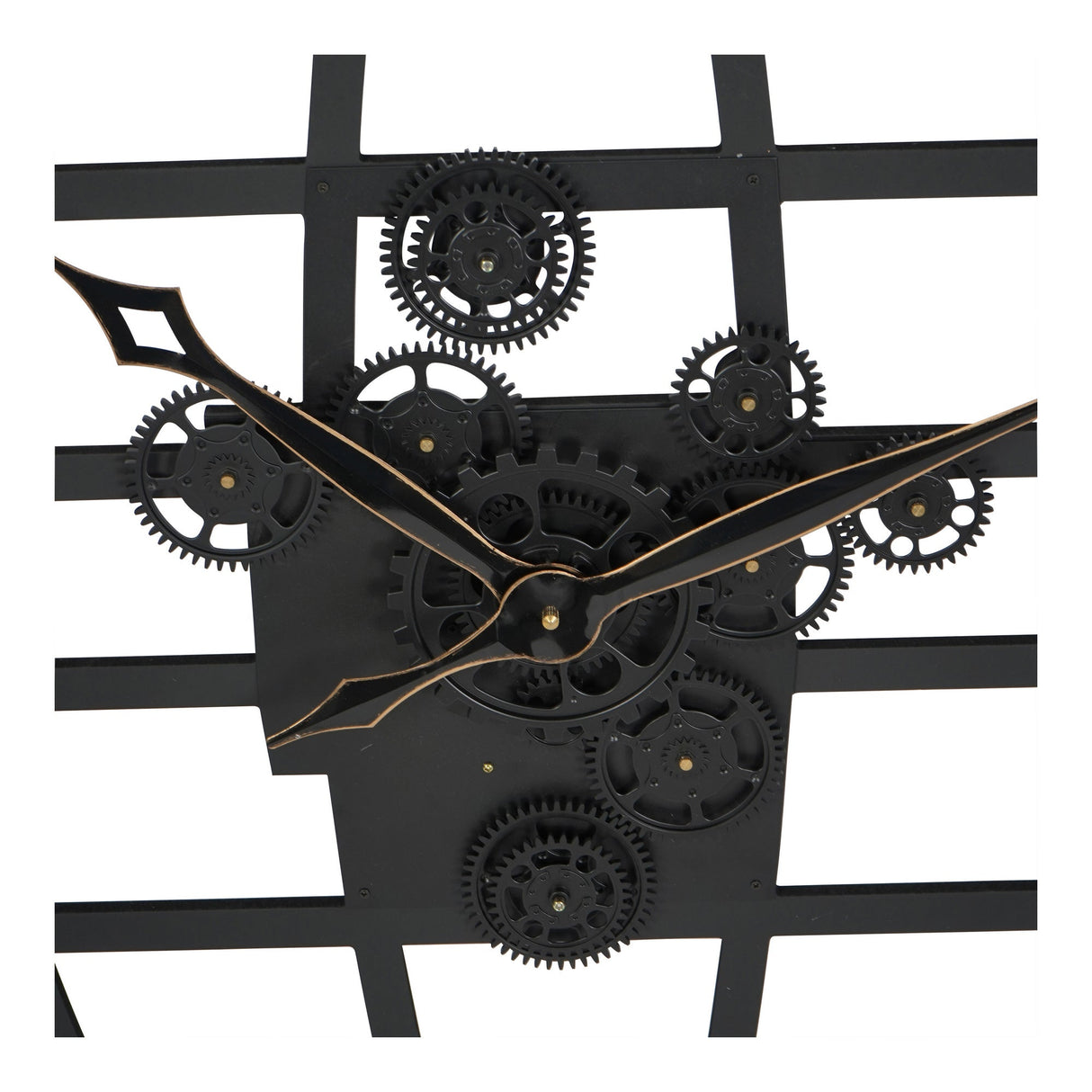 Open Globe & Numerals Wall Clock With Moving Cogs - Black & Gold