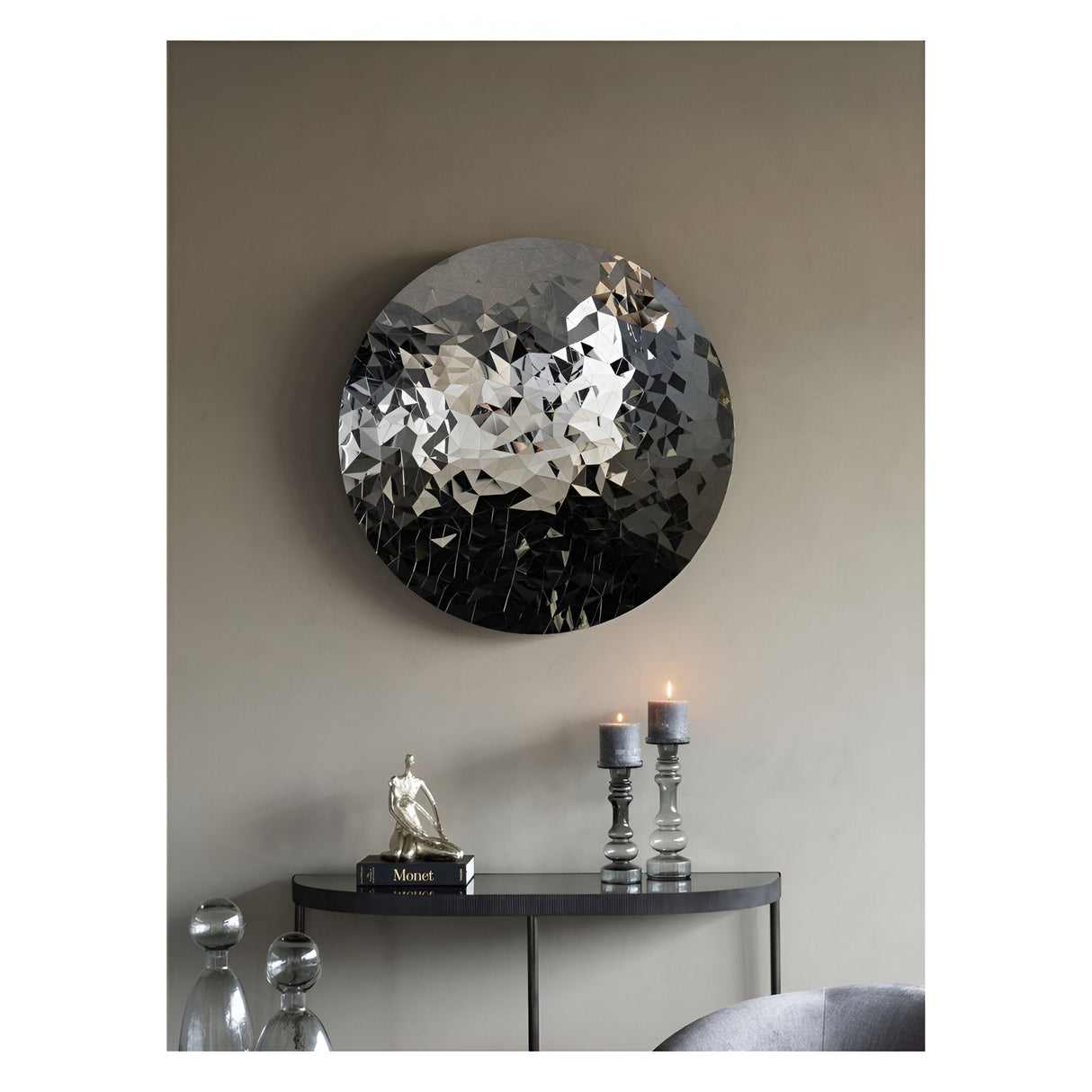 Vitrum Glass Candle Holder 30cm - Grey