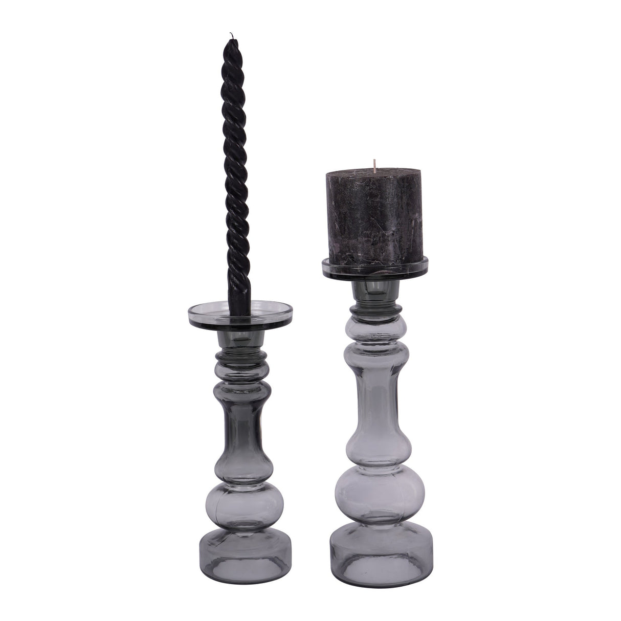 Vitrum Glass Candle Holder 30cm - Grey