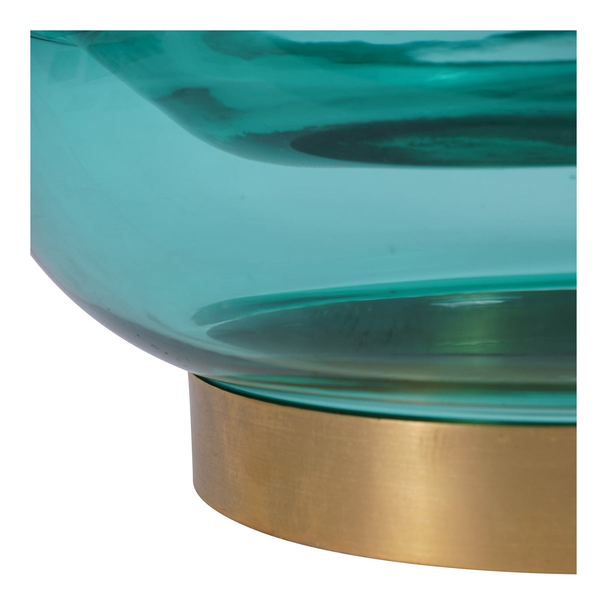 Jorum Glass Bowl With Brass Detail - Teal Blue