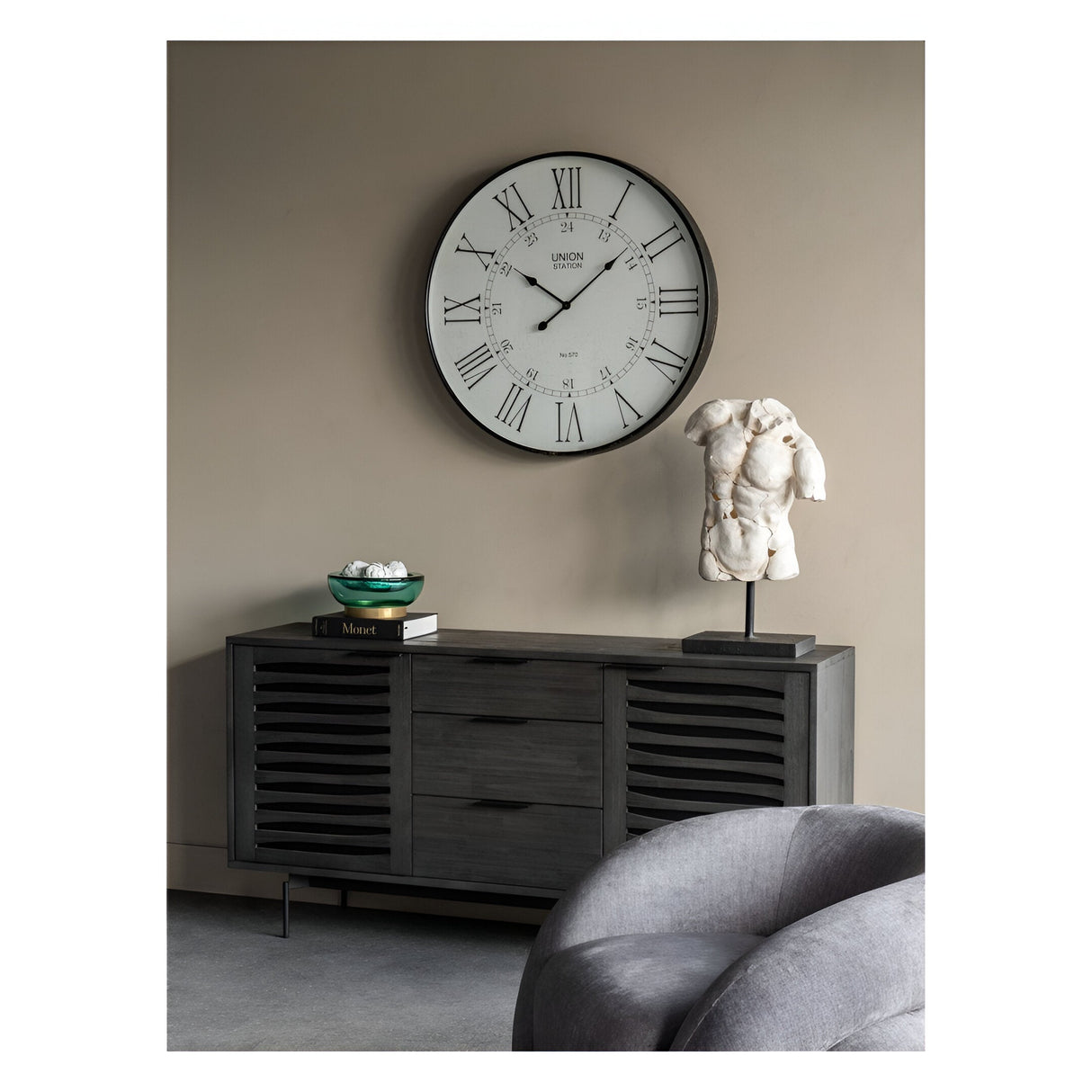 Jorum Glass Bowl With Brass Detail - Teal Blue