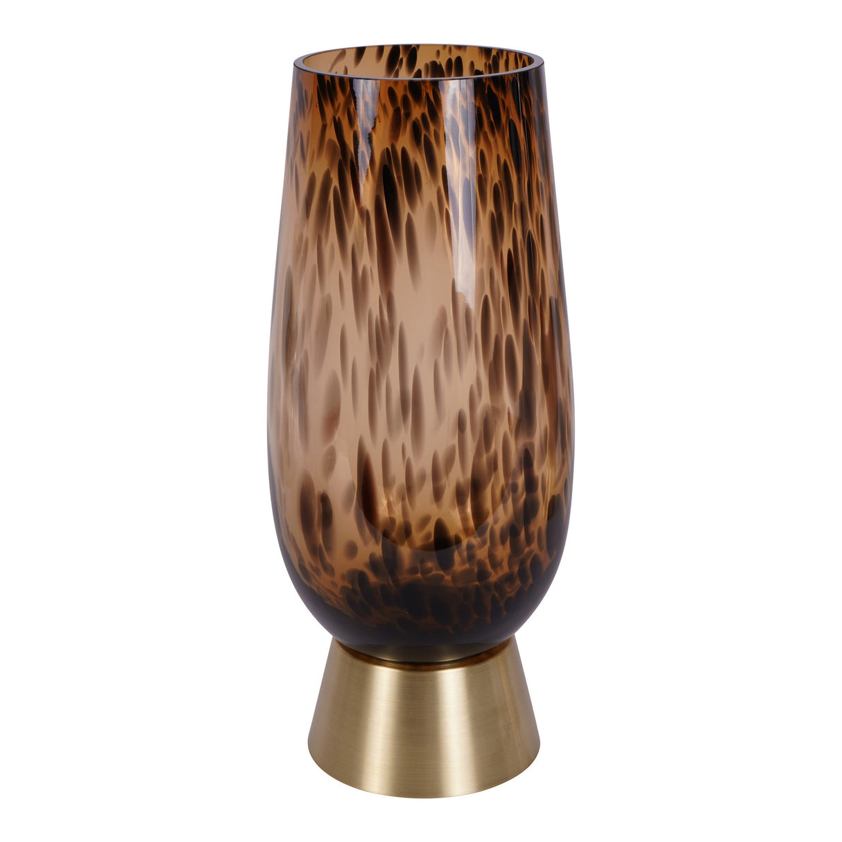 Savanna Glass Vase With Brass Base 40cm - Brown