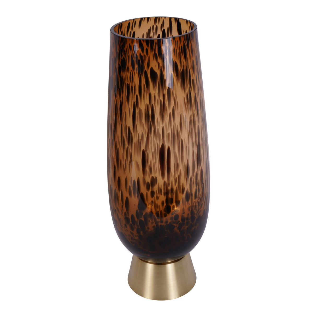 Savanna Glass Vase With Brass Base 50cm - Brown
