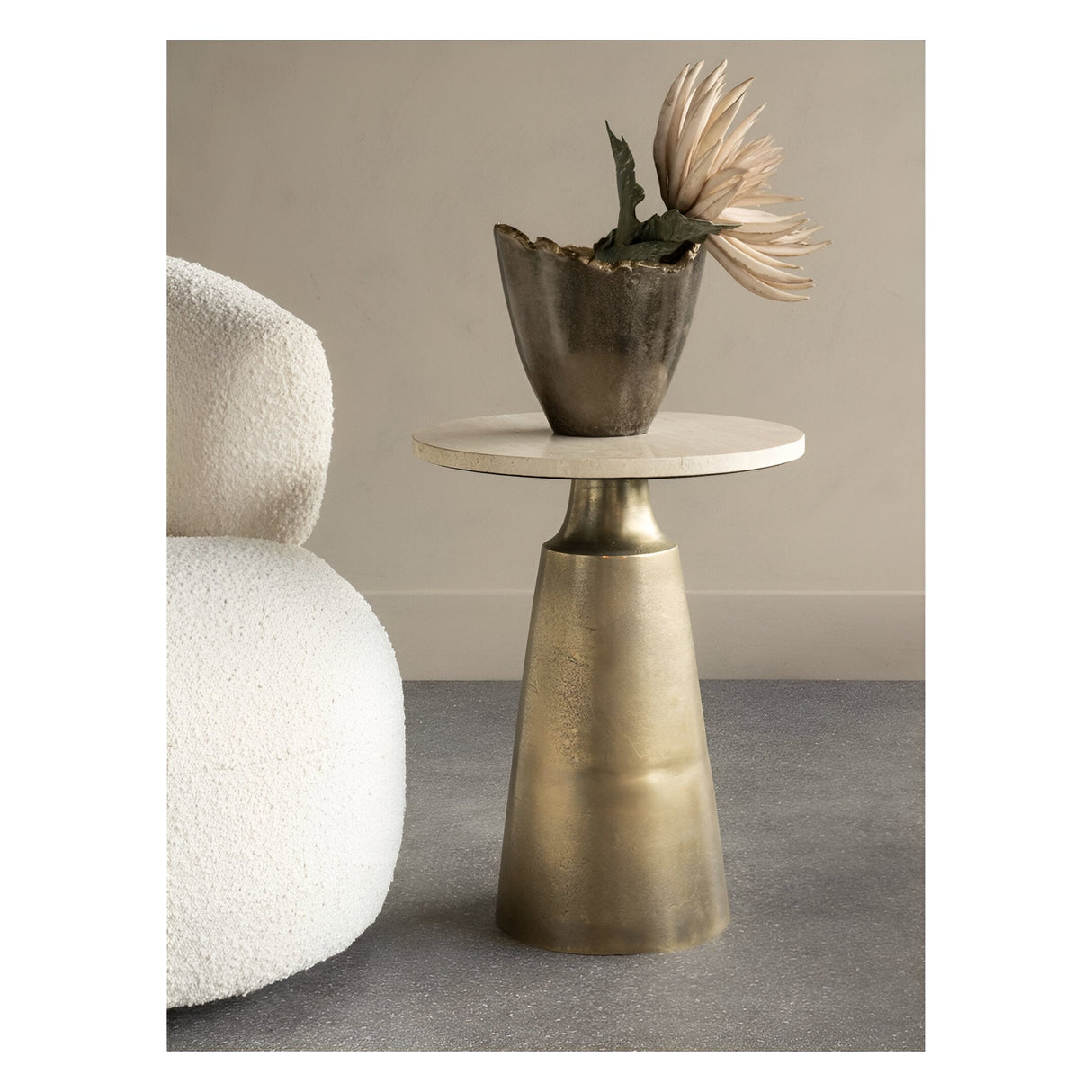 Clifton II Light Travertine Side Table - Natural