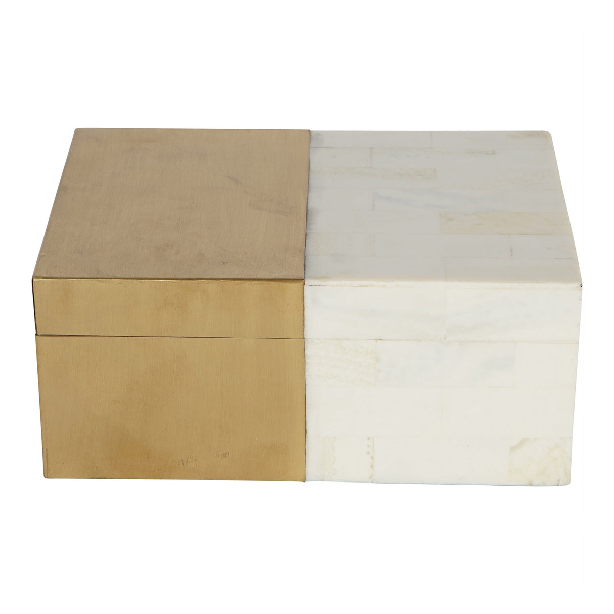 Decor Storage Box - Brass & White