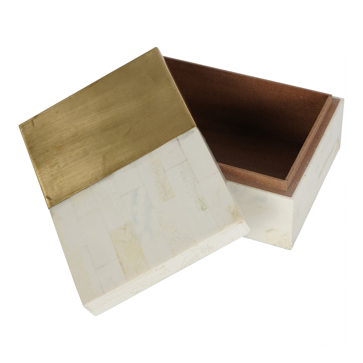 Decor Storage Box - Brass & White