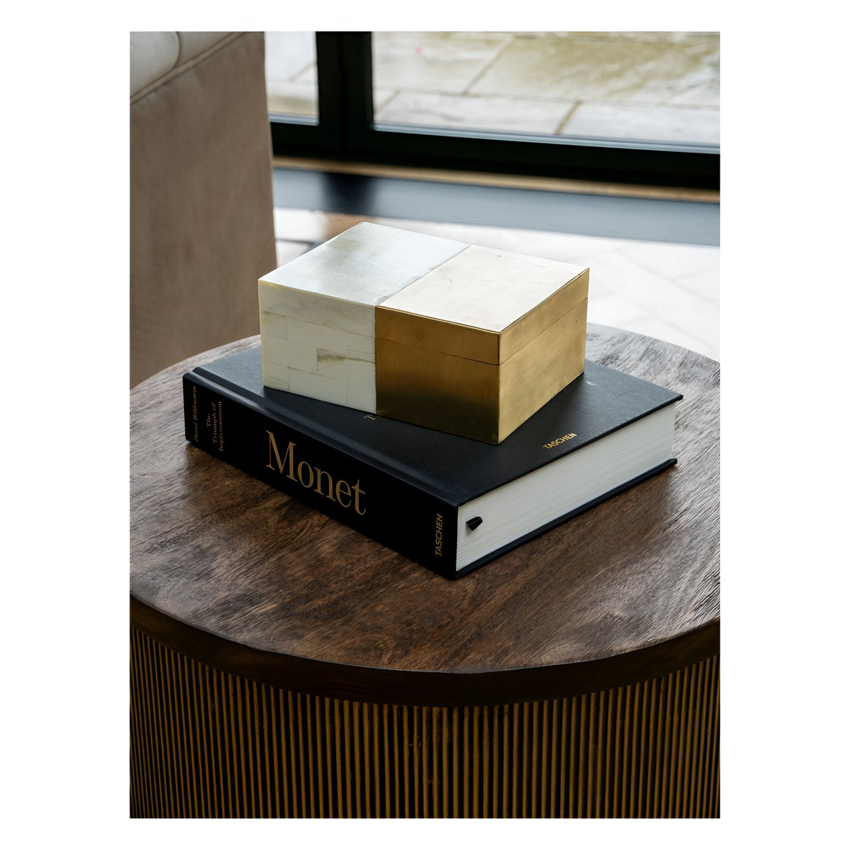 Decor Storage Box - Brass & White
